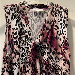 Calvin Klein Women's Top - Black and Pink Leopard Print